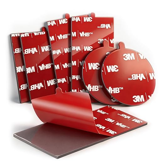 3M Double Sided Adhesive Pads 2 Square, 2 Rectangle & 2 Round Heavy Duty Mounting Tape for Dash Cam Mount Windshield GPS Camera Holder Dashboard & Outdoor Automotive Applications