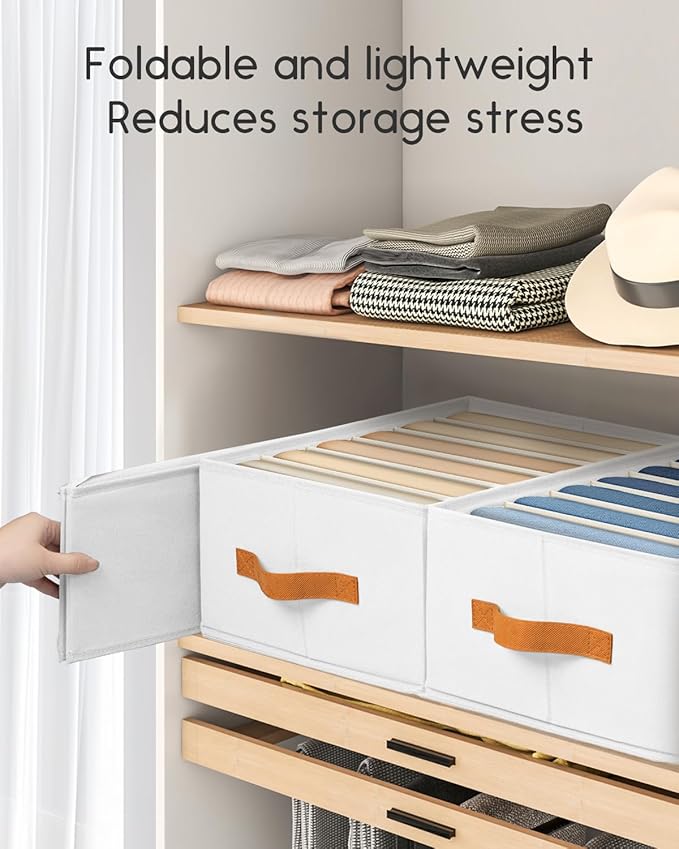 Homsorout Closet Organizers and Storage - Fabric Clothes Organizer with Handles, Foldable Jeans Organizer for Clothes, Drawer