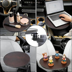 Wood Car Tray & Car Desk for Laptop, Compatible with Tesla Model Y/3/S, Ford F150/Explorer/Maverick & Most Vehicles, 360° Rotation, Waterproof, Car Food Tray, Car Accessories for Women & Men