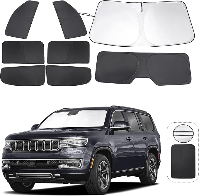 TINGLU Window Shades for Jeep Wagoneer 2022-2024 (NOT for Grand Wagoneer) Accessories Car Side Full Windows Rear Triangular Windshield Sun Shade Sun UV Rays & Privacy Protection for Camping 8PCS