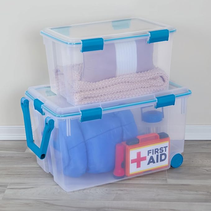 Sterilite 16-Pack Gasket Box, Weather-Resistant Storage Bins with Latching Lids, 54 Quart - Heavy-Duty Organizing Containers 