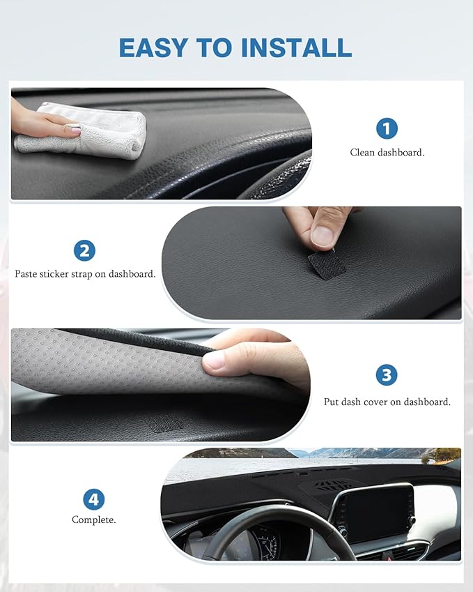 FIILINES Dash Cover for Hyundai Santa Fe 2019-2023, Dashboard Mat Cover Sunshade Nonslip Mesh Protector No Glare