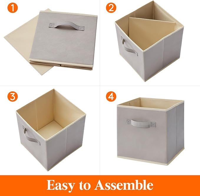 Lifewit Storage Cubes, Foldable Decorative Fabric Storage Baskets for Organizing Home Organizers with Handles for Shelves, Cl