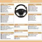 Cxtiy Pickup Truck Steering Wheel Cover – Sporty Fahsion Non-Slip Premium Leather Universal 15.5-16 Inch Steering Wheel Grip 