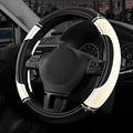 Road Comforts Leather Steering Wheel Cover - Made with PVC Leather - Anti-Slip, Universal Fit 14 1/2 inches to 15 inches - Wh
