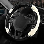Road Comforts Leather Steering Wheel Cover - Made with PVC Leather - Anti-Slip, Universal Fit 14 1/2 inches to 15 inches - Wh