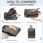 5 Pack Compression Packing Cubes for Travel Space Saving Cubes Luggage Organizer for Suitcase(Mixed Gray,L)