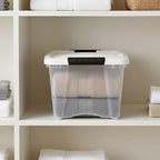 IRIS USA 19 Qt Stackable Plastic Storage Bins with Lids, 6 Pack - BPA-Free, Made in USA - See-Through Organizing Solution, La