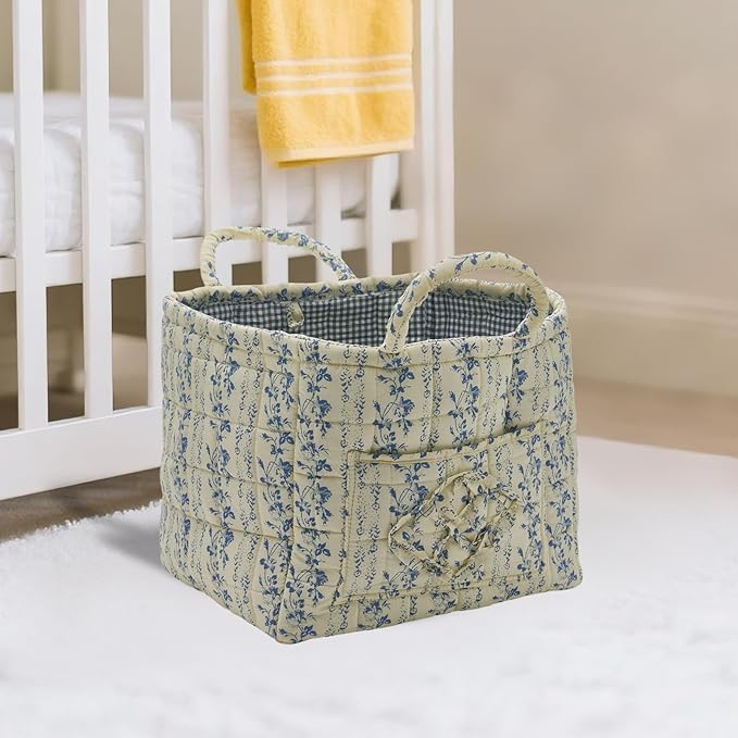Boho Fabric Storage Basket, Large Capacity Laundry Basket, 12.2'' x 10.23'' x 10.23'' Collapsible Laundry Hamper with Easy Ca