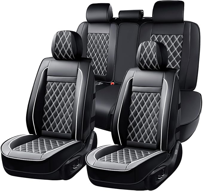Huidasource Seat Cover 5 Layers, Car Seat Covers Full Set Faux Leather, Seat Covers for SUV, Side Open Design Airbag Pops Out