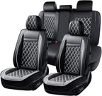 Huidasource Seat Cover 5 Layers, Car Seat Covers Full Set Faux Leather, Seat Covers for SUV, Side Open Design Airbag Pops Out