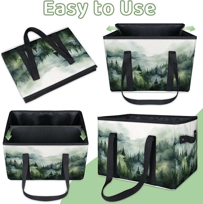 Reusable Grocery Bags Heavy Duty Shopping Bags Foldable Large Tote Bags with Long Handles & Hard Bottom