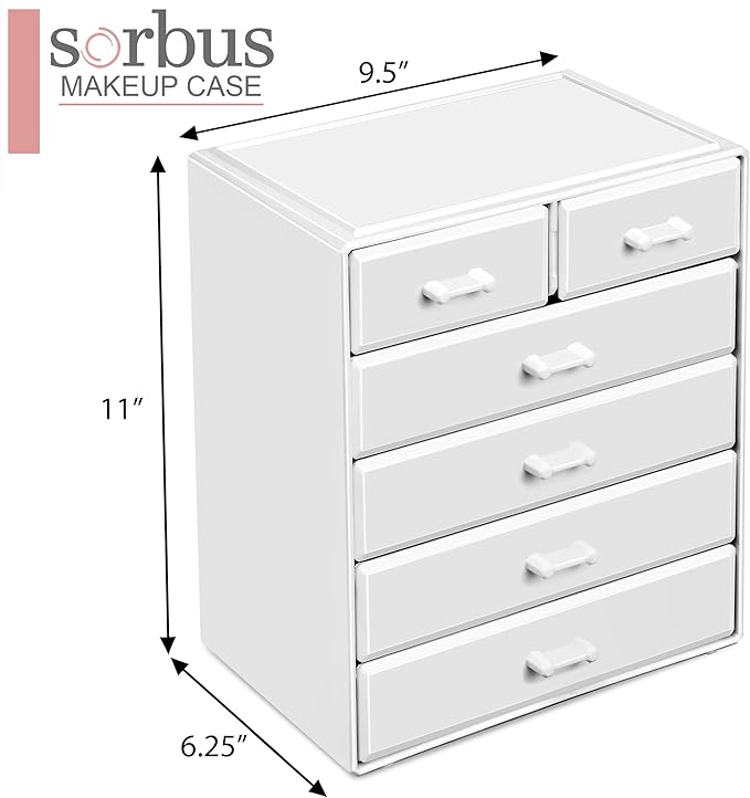 Sorbus Acrylic Makeup Organizer - Organization and Storage Case for Cosmetics Make Up & Jewelry - Large Makeup Organizer for 