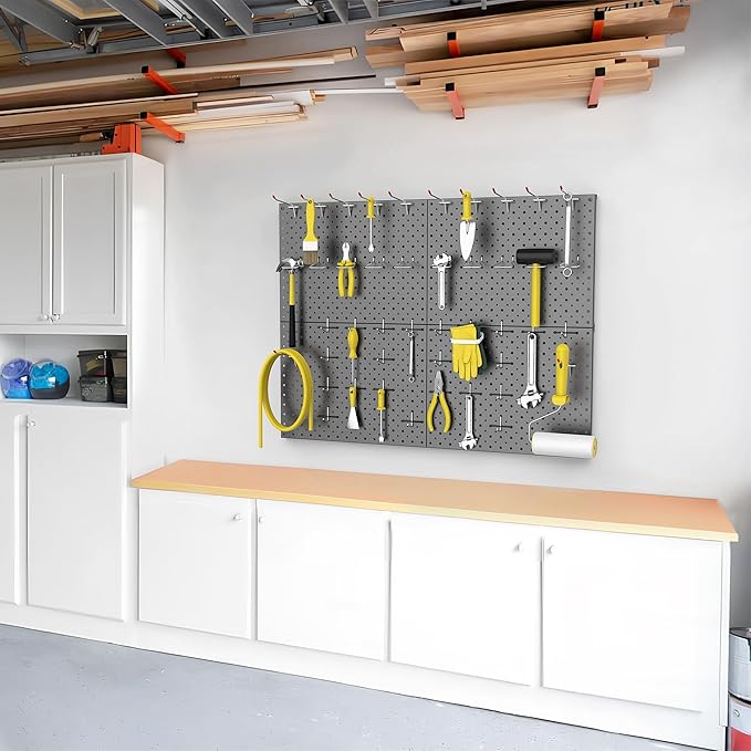 WALMANN 4-Pack 12"x16" Metal Pegboard Panels for Garage, Tool Organizer Pegboard for Pegboard Hooks - Compatible with 1/8" & 