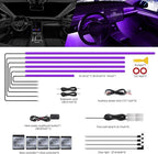 RGB Acrylic Interior Car LED Strip Light with Wireless APP, 14 in 1 with 175 inches 593 LEDs Neon LED Strip Light, 16 Million Colors Dynamic Music Sync Car Ambient Lighting Kits
