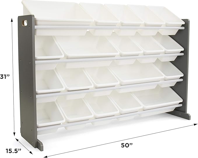 Humble Crew Toy Storage Organizer with 20 Removable Storage Bins for Kids Playroom, 4-Tier Toddler Toy Organization and Stora