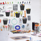 G.CORE Large Pegboard Cups Peg Board Storage Bin 6 Pack with Hooks, Square Box Shape Pegboard Cup Holder Accessories for Gara