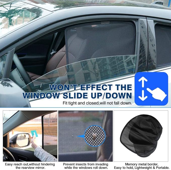 Powerty Window Sun Shade for 2013-2018 Toyota RAV4 Accessories -Upgrade Double Layer Rear Windshield Shade 6 Pack Light Block Car Privacy Cutains Shades for Baby, Camping, Napping, Sleeping