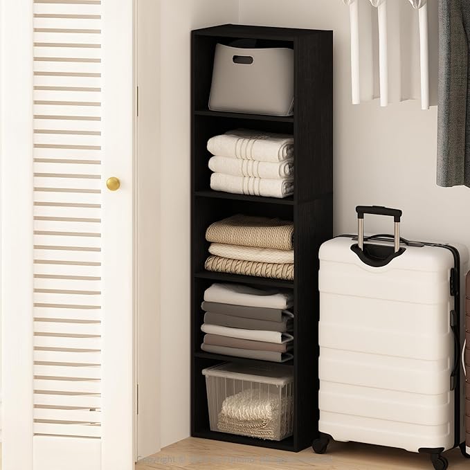 Furinno Reed Closet Organizers and Storage, 5-Tier Closet Organizer, Open Shelf Closet Storage, for Wardrobe, Bedroom, Living