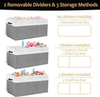Gowee Extra Large Toy Storage Box with Lid, Sturdy Toys Storage Chest Bin Organizer Basket with Dividers for Kids, Boys, Girl