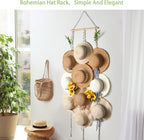 Macrame Hat Hangers for Wall Wide Brimmed Hat Holder Storage 10 Clips Hat Rack Organizer for Wall Display Boho Decor for Fedo