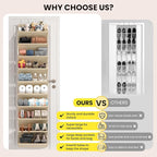 20-25 Pairs Over the Door Shoe Organizer, Clear Pockets Shoe Rack for Closet Door, 10-Tier Hanging Shoe Rack for Boots, Behin