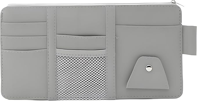 2 Pack Car Visor Organizer for Ford F150 2021-2025, Sun Visor Storage Pouch Premium PU Leather Interior Accessories Pocket Multi-Function Card Holder,Grey