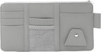2 Pack Car Visor Organizer for Ford F150 2021-2025, Sun Visor Storage Pouch Premium PU Leather Interior Accessories Pocket Multi-Function Card Holder,Grey