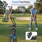 OMOTON CV08 Magnetic Golf Cart Phone Mount with [1/4” Screw + 5.6” Extendable Arm], 360° Rotatable Holder, Strong Magnets for iPhone & Samsung, Fits EZ-GO/Club Car, Includes Pouch & Strap (Black)