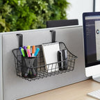 LeleCAT Cabinet Door Organizer Basket with hook Grid Storage Basket, Hang it behind a door or on a railing,BLack,4 Pack