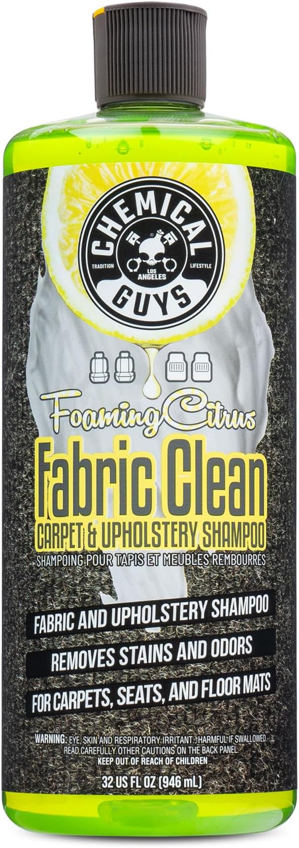 Chemical Guys Foaming Citrus Fabric Clean Carpet & Upholstery Cleaner (Car Carpets, Seats & Floor Mats), Safe for Cars, Home,