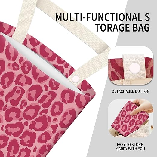 Car Garbage Can, Seat Back Hanging Cute Car Trash Can Bag, Car Organizer and Storage Bag for Travelling, Outdoor Cute Pink Leopard