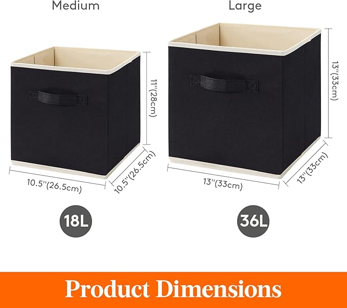 Lifewit Storage Cubes, Foldable Decorative Fabric Storage Baskets for Organizing Home Organizers with Handles for Shelves, Cl