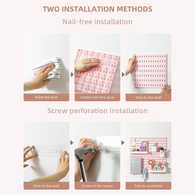 VUSIGN Pegboard Combination Wall Organizer Kit, 4 Pieces Pegboards and 17 Accessories Modular Hanging, Wall Mount Display Peg