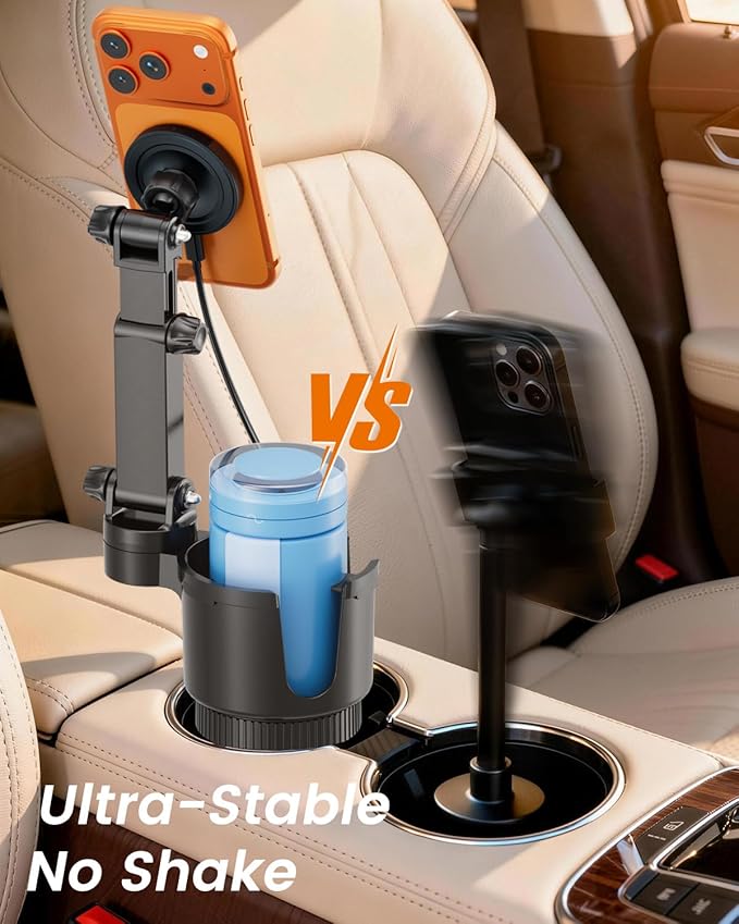 OHLPRO for iPhone 17 Pro Max MagSafe Car Charger Cup Holder Mount, 15W Fast Wireless Magnetic Charging Phone Holder for iPhon
