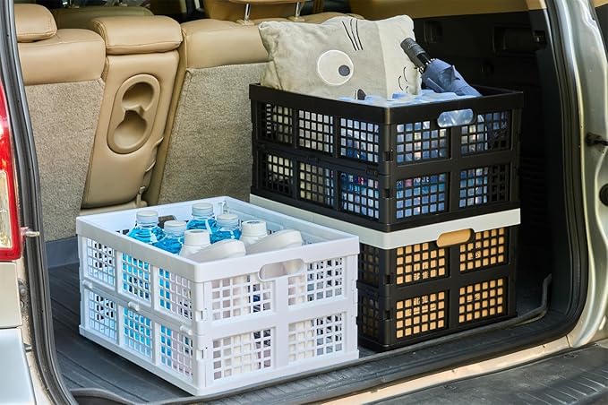 Aebeky 3-Pack Plastic Collapsible Storage Crates-30L,Foldable Plastic Crates for Storage (Black)