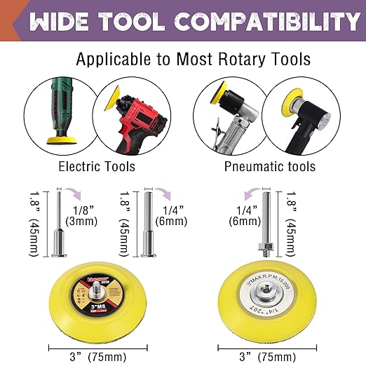 108Pcs 3 Inch Sanding Discs Drill Sanding Attachment, 60 80 320 800 1000 1200 1500 2000 3000 5000 Grit Sandpaper Hook and Loo