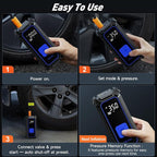 OlarHike Cordless Tire Inflator Portable Air Compressor, 150PSI Dual Power - 5400 mAh & 12V DC, Air Pump for Car Tires, Bike, Motorcycle, Bicycle, Electric Pump with LED Light & Digital Pressure Gauge