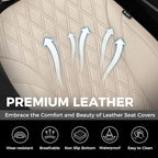 FLORICH Car Seat Covers Front Seat, Leather Seat Covers for Cars, Waterproof Car Seat Protector Breathable, Front Seat Covers