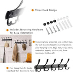 2-Pack Coat Rack Wall Mounted – Space-Saving Wall Clothes Rack, 5 Tri Hooks, Stainless Steel Entryway Organizer for Coats, Ha