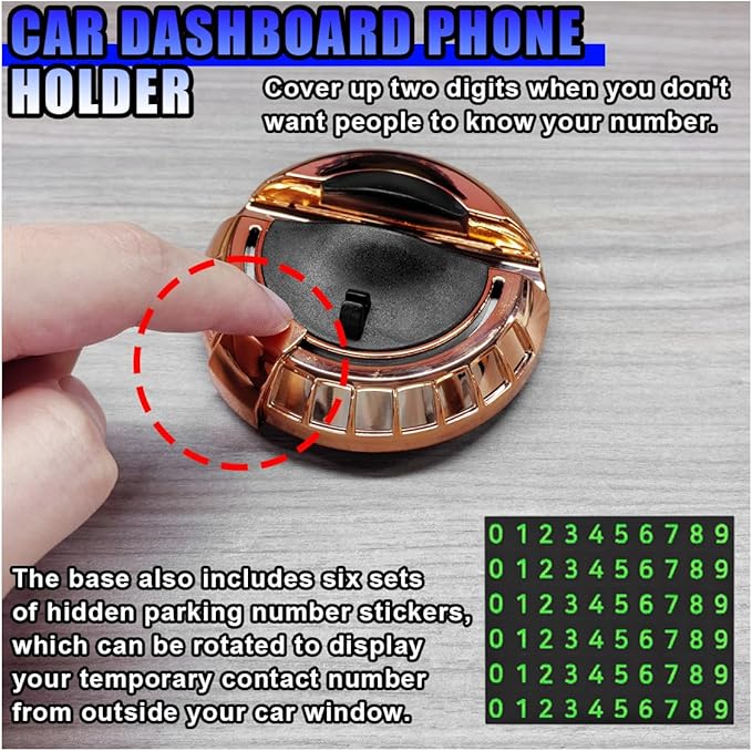 Multifunction Car Anti-Slip Mat, Rotatable Temporary Parking Number, Universal Auto Dashboard Organizer Pad Accessory for Pho