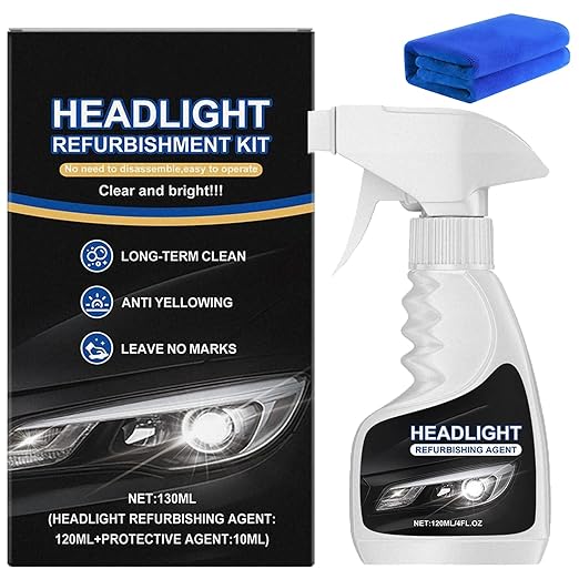 Headlight Restoration Fluid Kit,2025 Upgraded Headlight Restoration Kit,Suitable for Oxidized and yellowed car Headlights (1)