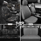 CAR PASS Quilting Faux Leather Seat Covers Full Set, Waterproof Deluxe PU Premium Auto Seat Cover, Breathable Seat Covers Uni