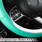 Car Leather Steering Wheel Cover - Panapi Material, Universal 14.5-15 Inch Leather Anti-Slip Breathable Auto Steering Wheel C