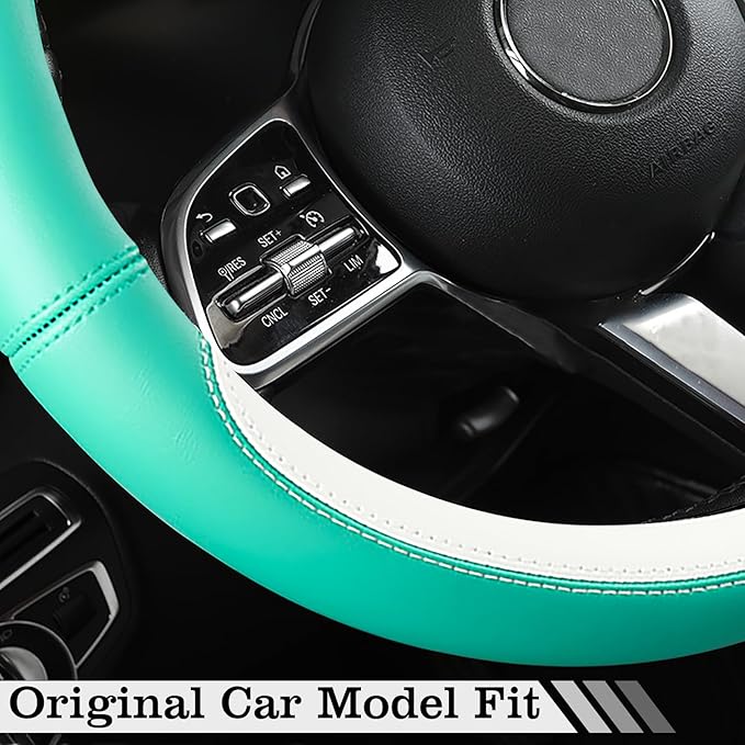 Car Leather Steering Wheel Cover - Panapi Material, Universal 14.5-15 Inch Leather Anti-Slip Breathable Auto Steering Wheel C