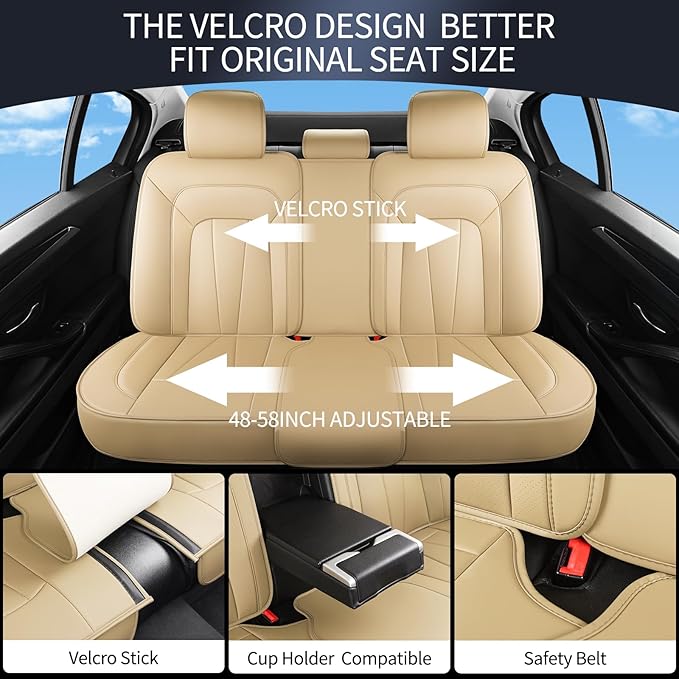 Car Seat Covers Full Set,Breathable and Waterproof Faux Leather Automotive Seat Covers for Cars,Luxury Universal Fit Seat Cov