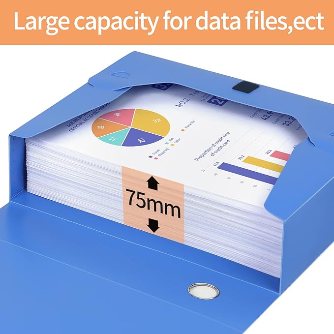 HUA JIE A4 Storage File Boxes Plastic Archives Cases with Lid, File Folder Organizer Document Filing Box for office,31×7.5×23