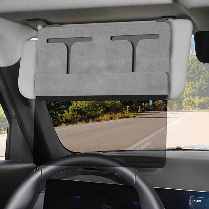 Car Visor Extender Sun Bblocker，Upgraded UV400 Car Sun Visor Extension with PC Lens and Side Sunshade,Filter UV，Safe Ddriving.Universal for SUV, Family Automotive, Gray
