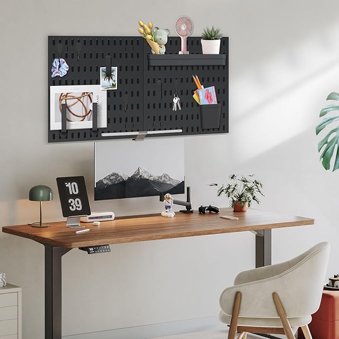 SHGJ&SOFT Peg Board Wall Organizer Panels, 22pcs - Includes 4 Black Pegboards & Accessories, Plastic Pegboard for Home，Office