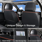 Huidasource Front Seat Covers, Full-Cover Leather Driver Seat Cover, Side Stretch Fabric, Car Interior Front Seat Cover Unive